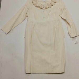 Elegant Long Sleeve Cream Dress